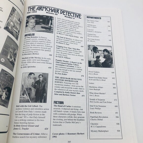 The Armchair Detective 25th Anniversary Issue Fall 1992 Vol 25 No 4 Magazine - Picture 4 of 6